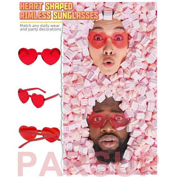 14 Paar Randlose Sonnenbrillen in Herzform, rahmenlose Herz-Sonnenbrillen, transparente, bonbonfarbene Gläser, getönte Brillen, Junggesellenabschiedsgeschenke, 14 Farben