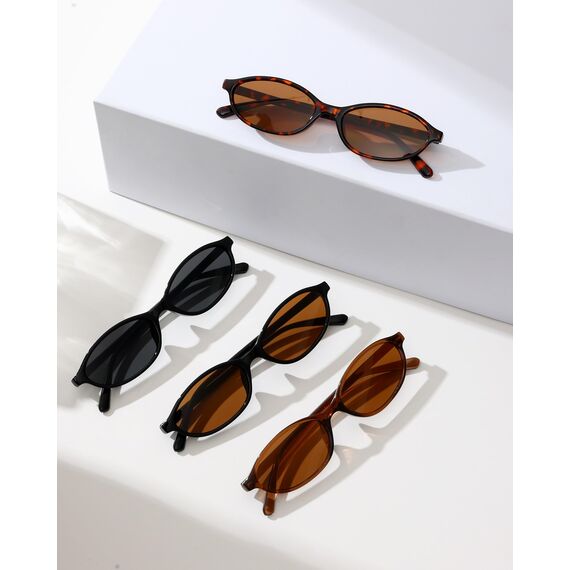 Unning 4 Stück Oval Sonnenbrille Damen Vintage Retro Cateye Sonnenbrillen Set Schmal Lustig Brille