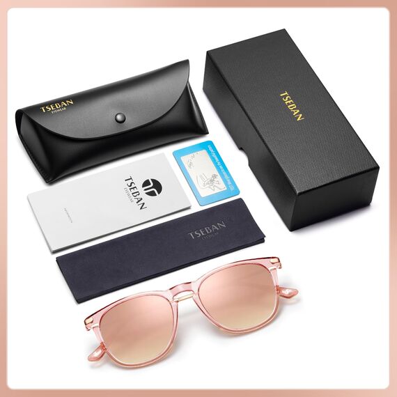 TSEBAN Vintage Polarisierte Damen Sonnenbrille Frauen Blaulichtfilter Brille, Acetat-Rahmen & UV 400 Schutz