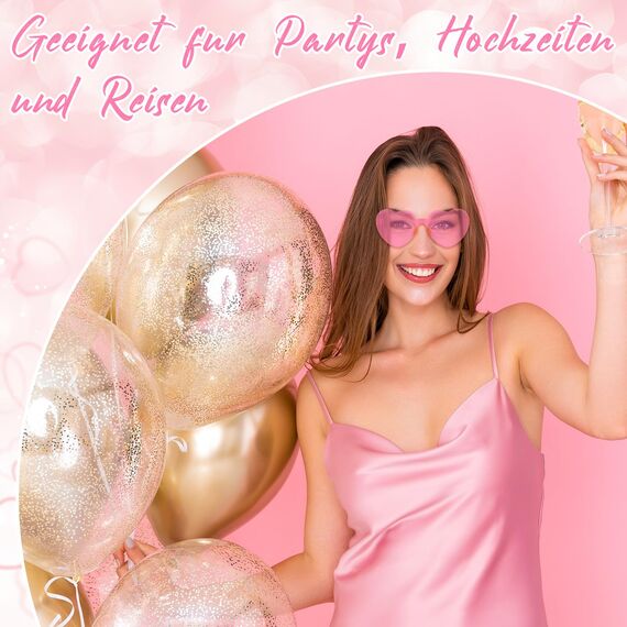 BOUBONI 14 Stück Herz Sonnenbrille für Damen Randlose Herzbrille Transparente Bonbonfarbene Herzchen Sonnenbrille für Partygeschenke (14 Farben)