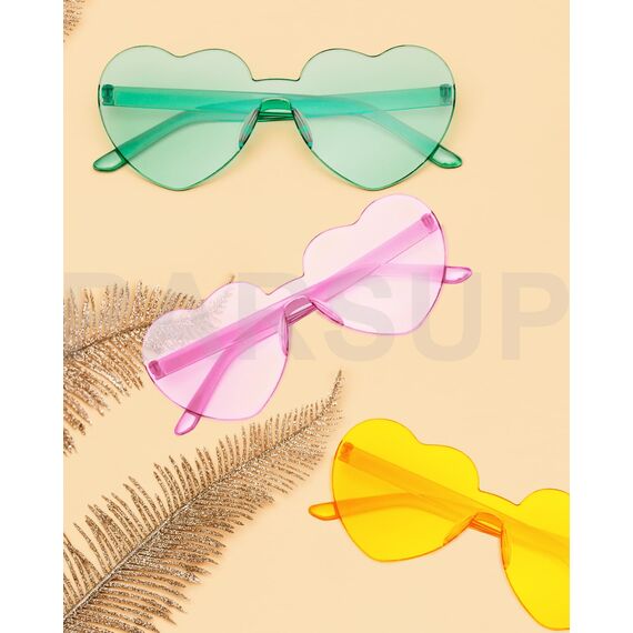 14 Paar Randlose Sonnenbrillen in Herzform, rahmenlose Herz-Sonnenbrillen, transparente, bonbonfarbene Gläser, getönte Brillen, Junggesellenabschiedsgeschenke, 14 Farben