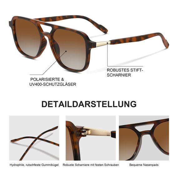 wearPro Sonnenbrille-Damen-polarisiert-Herren-UV400-Unisex-Sonnenbrillen-Trendy-Rechteckige-Retro-Klassisch-Groß-Ultraleicht-Vintage FüR Frauen-Autofahren Und Camping Grau