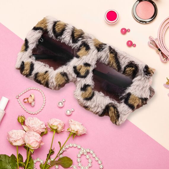 arrderly 1 Stück Übergroße Plüsch Sonnenbrille Mode Personalisierte Sonnenbrille Plüsch Rand Katzenauge Sonnenbrille Partybrille für Fasching Foto Requisiten Geburtstagsfeier