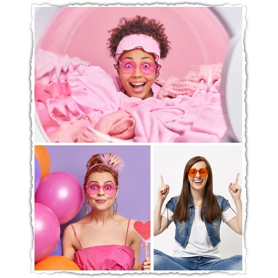 14 Paar Randlose Sonnenbrillen in Herzform, rahmenlose Herz-Sonnenbrillen, transparente, bonbonfarbene Gläser, getönte Brillen, Junggesellenabschiedsgeschenke, 14 Farben