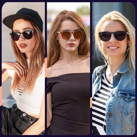 Ulknyss Sonnenbrille Damen Polarisiert Retro Runde Sonnenbrillen UV400 Schutz Vintage Sunglasses für Damen Fahren Reisen