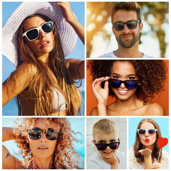 ASTARON Retro Vintage Sonnenbrillen Bulk, 12 Pack polarisiert Günstige Neon Sonnenbrillen Bulk für Frauen und Männer (Schwarz und Weiß)