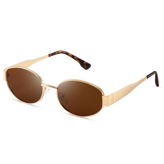 kunchu Sonnenbrille-Damen-Polarisiert-Unisex-Herren-Gold-Metal-Retro-Oval-Trendy-Sonnenbrillen-Vintage-Uv400-Classic-Ultraleicht-Schutz,Geeignet FüR Camping-fotografie-Outdoor-Geschenke für frauen-bwz