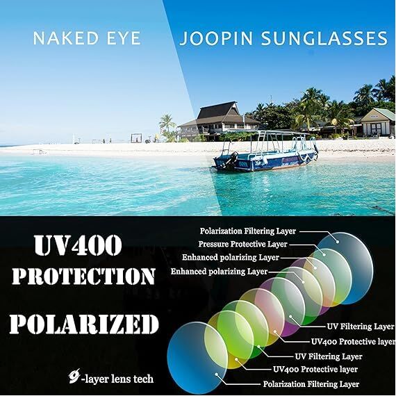 Joopin Elegante Übergroßer Sonnenbrille Damen Polarisiert UV400 Klassische Vintage und Trendy Damen Sonnenbrille Groß mit XL Oversized Rahmen (Rot/Schwarz)