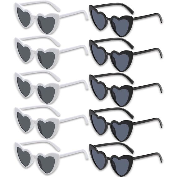 10 Stück Herz Sonnenbrille,Herz Brille Ist Praktisch Und Sonnenbrille Sehr Modisch,Herzchen Brille Für Jeden Geeignet,Herzbrillen Für Partys Hochzeiten Und Andere Einstellungen (Schwarz Und Weiß)