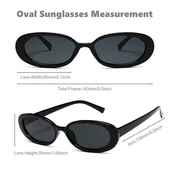 Unning 4 Stück Oval Sonnenbrille Damen Vintage Kleine Schmal Sonnenbrillen Set 90er Retro Ovale Brille Für Damen