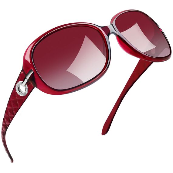 Joopin Klassische Große Sonnenbrille Damen Rosa Elegante Übergroße Sonnenbrille Polarisiert UV400 Mode Brille 2026 (Transparent Crystal Himbeer-Rose)