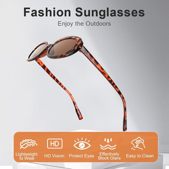 Ainiv 2 Stück Vintage Oval Sonnenbrille, 90er Retro Sonnenbrillen, Modische Retro-Brille, Party Sonnenbrille, UV400 Sonnenschutz und UV-Schutz, Trendy Brille für Damen Herren（2 Stile）