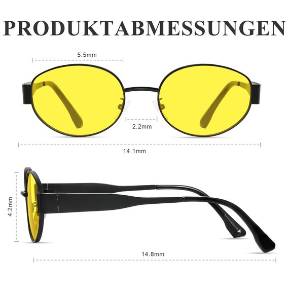 kunchu Sonnenbrille-Damen-Polarisiert-Unisex-Herren-Gold-Metal-Retro-Oval-Trendy-Sonnenbrillen-Vintage-Uv400-Classic-Ultraleicht-Schutz,Geeignet FüR Camping-fotografie-Outdoor-Geschenke für frauen-hei