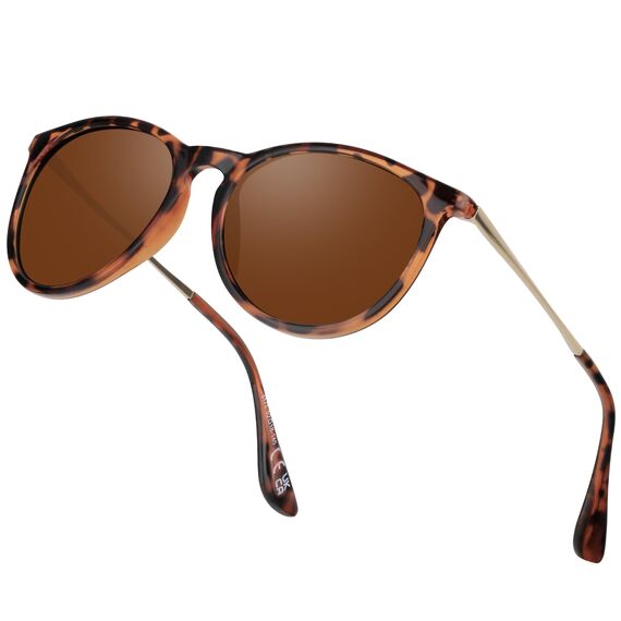 Ulknyss Sonnenbrille Damen Polarisiert Retro Runde Sonnenbrillen UV400 Schutz Vintage Sunglasses für Damen Fahren Reisen