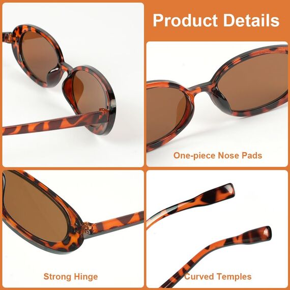 Ainiv 2 Stück Vintage Oval Sonnenbrille, 90er Retro Sonnenbrillen, Modische Retro-Brille, Party Sonnenbrille, UV400 Sonnenschutz und UV-Schutz, Trendy Brille für Damen Herren（2 Stile）