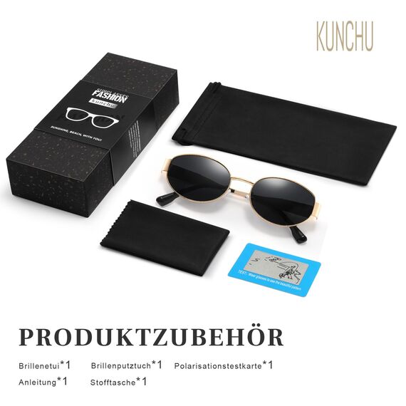 kunchu Sonnenbrille-Damen-Polarisiert-Unisex-Herren-Gold-Metal-Retro-Oval-Trendy-Sonnenbrillen-Vintage-Uv400-Classic-Ultraleicht-Schutz，Geeignet FüR Camping-fotografie-Outdoor-Geschenke für frauen-12