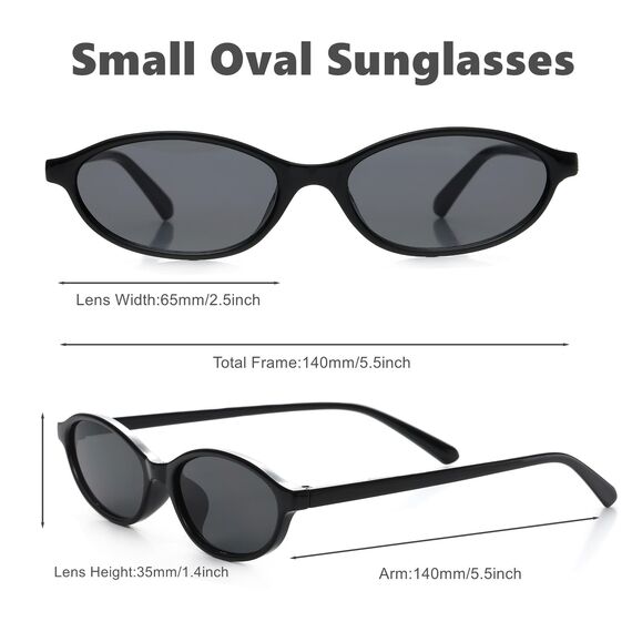 Unning 4 Stück Oval Sonnenbrille Damen Retro Ovale Sonnenbrillen Schmal Vintage Klein Brillen Set