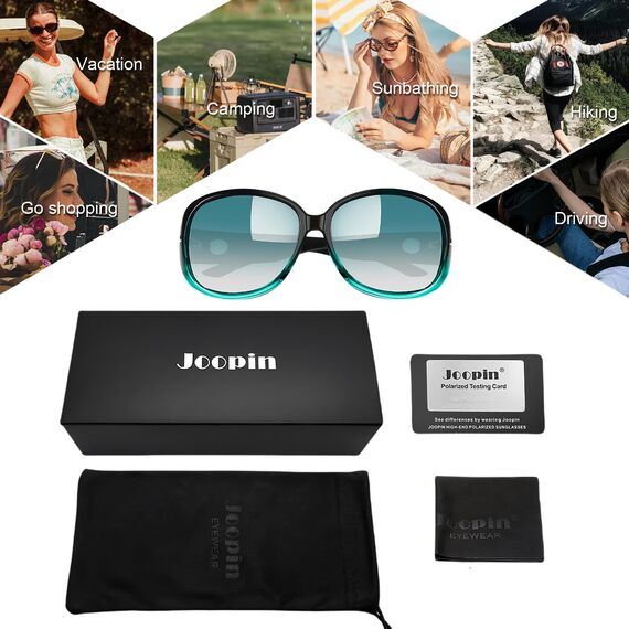 Joopin Übergroße Sonnenbrille Damen Polarisiert Klassische Damen Sonnenbrille Trendy mit UV-Schutz Vintage Brille Grün UV400 mit XL Großer Rahmen (Hellgrün)