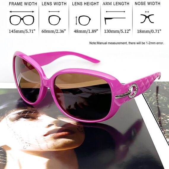 Joopin Sonnenbrille Damen Polarisiert Große und Übergroße Sonnenbrille UV400 Klassisch Vintage Brillle Trendy 2026 (Violett/Braun)