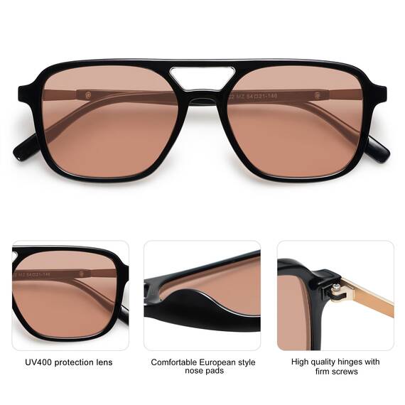 SOJOS Sonnenbrille Damen Herren Retro, Vintage Rechteckig Trendy Damen Herren Sonnenbrillen SJ2202