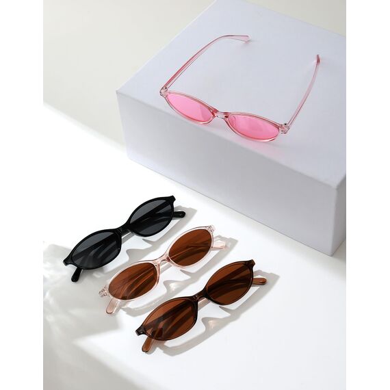Unning 4 Stück Oval Sonnenbrille Damen Retro Ovale Sonnenbrillen Schmal Vintage Klein Brillen Set
