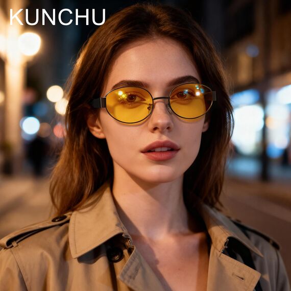 kunchu Sonnenbrille-Damen-Polarisiert-Unisex-Herren-Gold-Metal-Retro-Oval-Trendy-Sonnenbrillen-Vintage-Uv400-Classic-Ultraleicht-Schutz,Geeignet FüR Camping-fotografie-Outdoor-Geschenke für frauen-jin