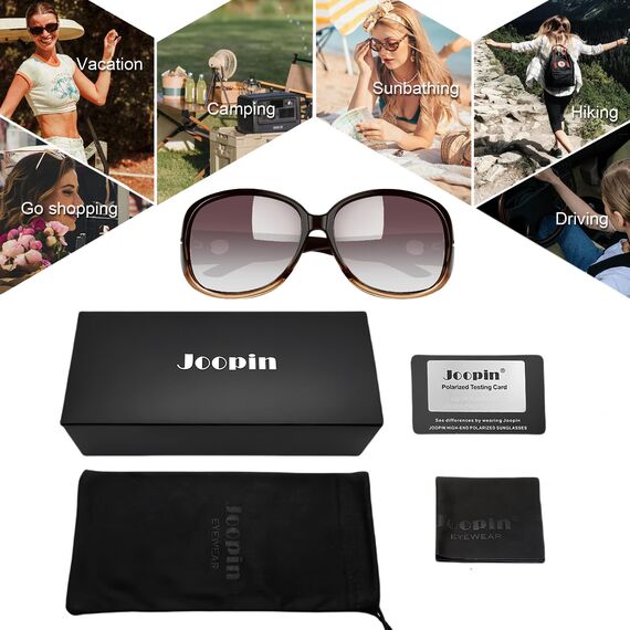 Joopin Elegante Große Sonnenbrille Damen Braun Trendy Oversized Sonnenbrille Polarisiert Übergroß Klassische Brille UV400 2026 (Hellbraun)