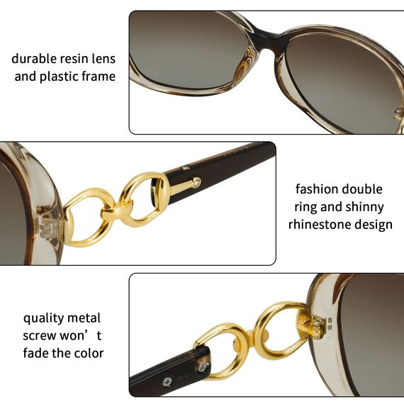 Firtink 3 Stücke Groß Frauen Sonnenbrillen, Damen Polarisiert Mode Groß Klassische Vintage UV400 Brille