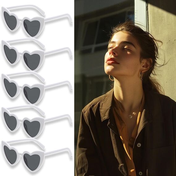 10 Stück Herz Sonnenbrille,Herz Brille Ist Praktisch Und Sonnenbrille Sehr Modisch,Herzchen Brille Für Jeden Geeignet,Herzbrillen Für Partys Hochzeiten Und Andere Einstellungen (Schwarz Und Weiß)