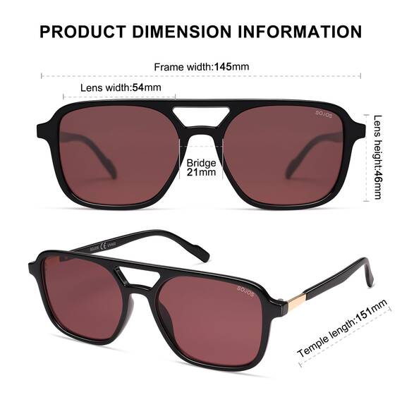 SOJOS Sonnenbrille Damen Herren Retro, Vintage Eckig Kunststoff Trendy Damen Herren Sonnenbrillen SJ2202