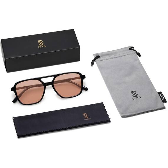 SOJOS Sonnenbrille Damen Herren Retro, Vintage Rechteckig Trendy Damen Herren Sonnenbrillen SJ2202