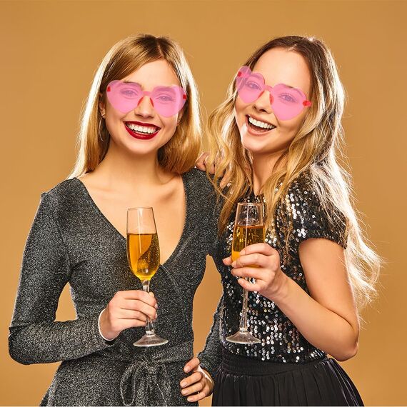 Aurasky Bride Herz Brille, JGA Partybrillen Set, 1 Braut + 8 Team Braut Brille, Bride to Be Herz Sonnenbrille, für Braut Junggesellinnenabschied Frauen Accessoires und Hochzeitsfeier (Rosa)