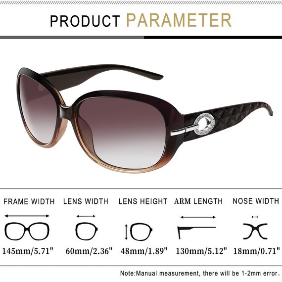 Joopin Elegante Große Sonnenbrille Damen Braun Trendy Oversized Sonnenbrille Polarisiert Übergroß Klassische Brille UV400 2026 (Hellbraun)