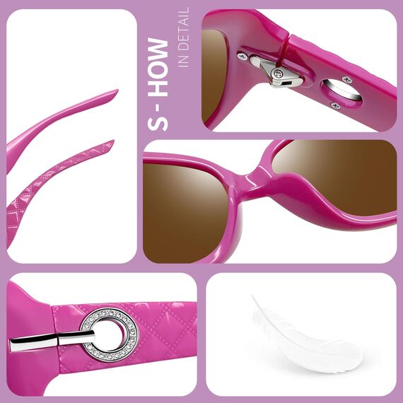Joopin Sonnenbrille Damen Polarisiert Große und Übergroße Sonnenbrille UV400 Klassisch Vintage Brillle Trendy 2026 (Violett/Braun)
