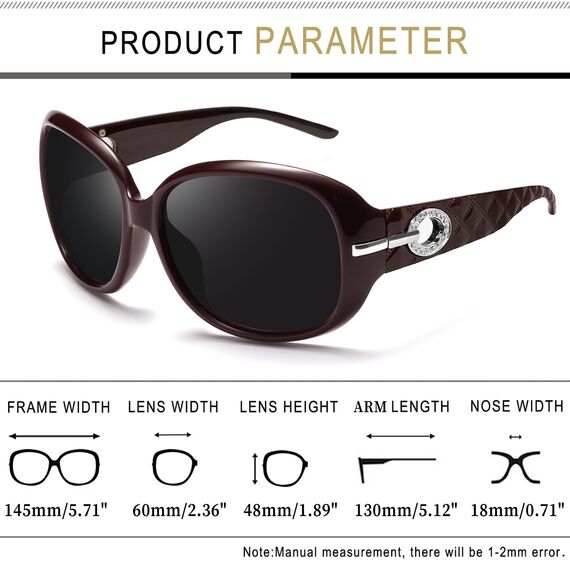 Joopin Vintage Große Sonnenbrillen Damen Polarisiert UV400 und Klassische Damen Sonnenbrille Elegant Trendy Brille mit XL Übergroßer Rahmen (Weinrot)