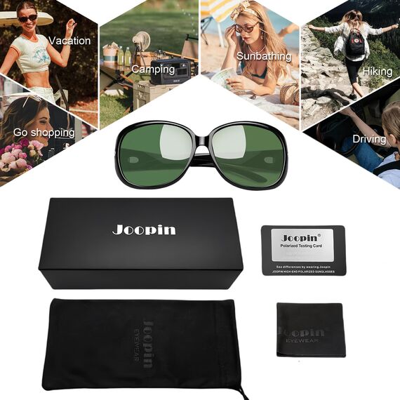 Joopin Vintage Große Sonnenbrille Damen Polarisiert Grün Übergroße Sonnenbrille Elegant Klassische Brille Trendy UV400 (G15 Grün)