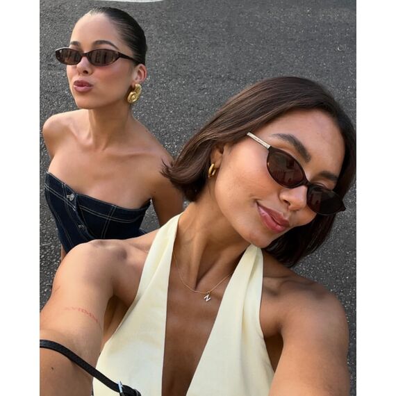 CHAOSELF Retro Ovale Sonnenbrille für Damen Trendige Leichte Schmale Schicke Cat-Eye 90er Kleine Vintage Brille UV400 Schutz