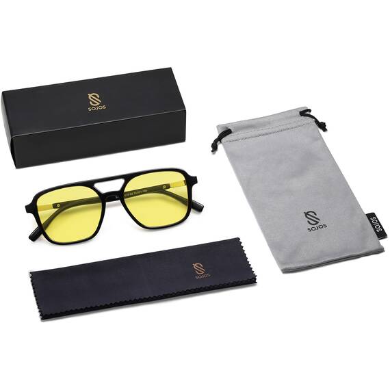 SOJOS Sonnenbrille Damen Herren Retro, Vintage Eckig Kunststoff Trendy Damen Herren Sonnenbrillen SJ2202