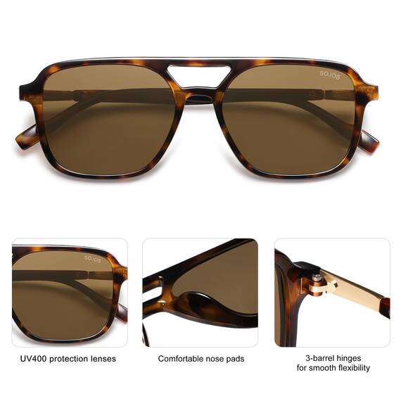 SOJOS Sonnenbrille Damen Herren Retro, Vintage Eckig Kunststoff Trendy Damen Herren Sonnenbrillen SJ2202