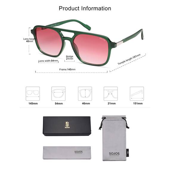 SOJOS Sonnenbrille Damen Herren Retro, Vintage Eckig Kunststoff Trendy Damen Herren Sonnenbrillen SJ2202