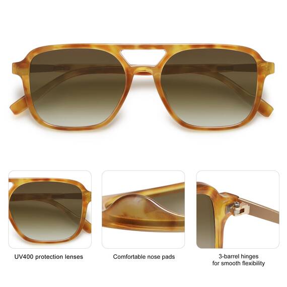 SOJOS Sonnenbrille Damen Herren Retro, Vintage Rechteckig Trendy Damen Herren Sonnenbrillen SJ2202