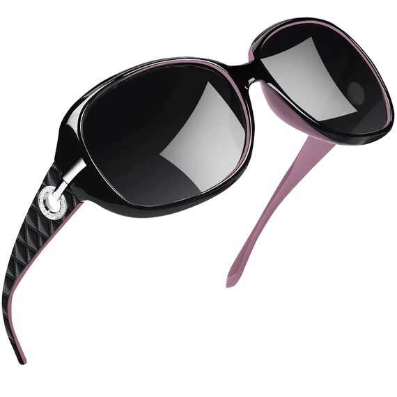 Joopin XL Grosse Sonnenbrille Damen Polarisiert und Übergroße Sonnenbrille Schwarze Dunkel UV400 Klassische Vintage Brille mit Übergroßer Rahmen (Lila/Schwarz)
