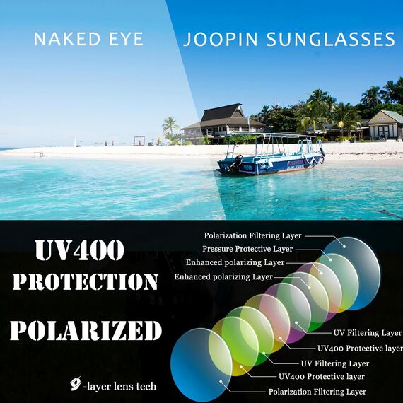 Joopin Vintage Große Sonnenbrillen Damen Polarisiert UV400 und Klassische Damen Sonnenbrille Elegant Trendy Brille mit XL Übergroßer Rahmen (Weinrot)