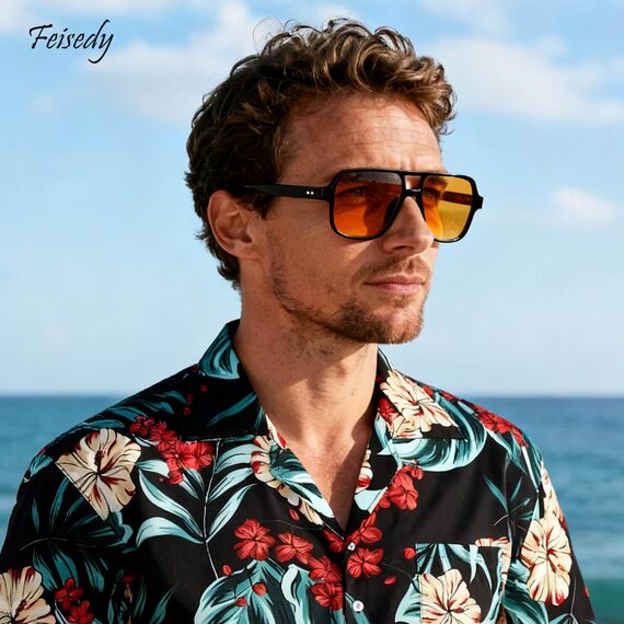 FEISEDY Retro 70er Jahre Sonnenbrille Damen Herren Vintage Square Brille mit UV400 Schutz B4158