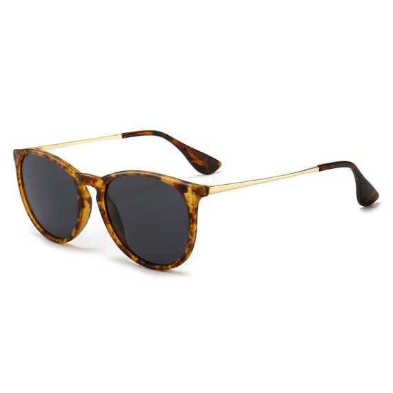 SUNGAIT Vintage Runde Damen Sonnenbrille Klassischer Retro Designer Stil (Bernstein/Grau)-SGT567