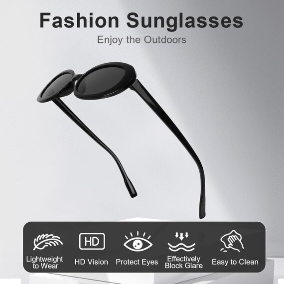 Ainiv 2 Stück Vintage Oval Sonnenbrille, 90er Retro Sonnenbrillen, Modische Retro-Brille, Party Sonnenbrille, UV400 Sonnenschutz und UV-Schutz, Trendy Brille für Damen Herren（2 Stile）