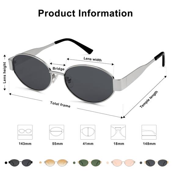SOJOS Retro Sonnenbrille Damen Herren Oval Metal Groß Trendy Classic UV400 Schutz Sonnenbrillen SJ1217