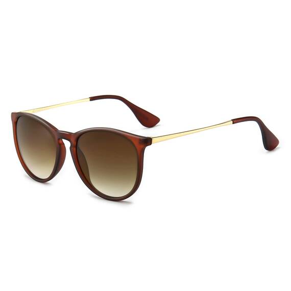SUNGAIT Vintage Runde Damen Sonnenbrille Klassischer Retro Designer Stil (Braun/Braun)-SGT567
