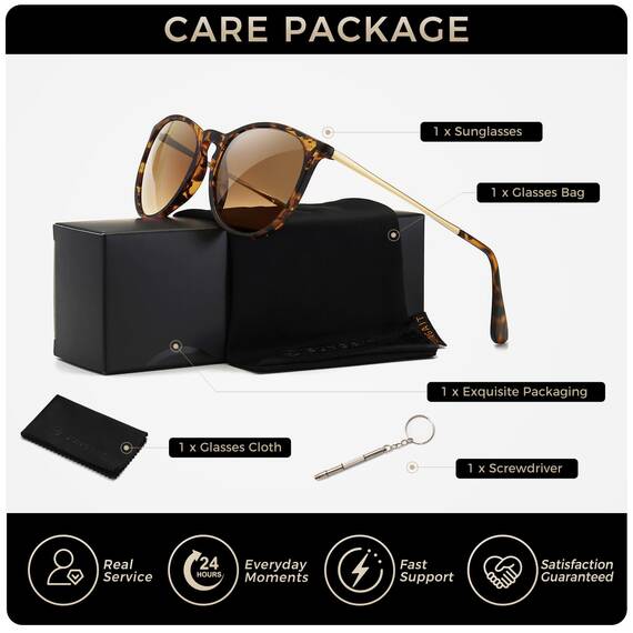 SUNGAIT Vintage Runde Damen Sonnenbrille Klassischer Retro Designer Stil (Bernstein/farbverlauf Braun)-SGT567