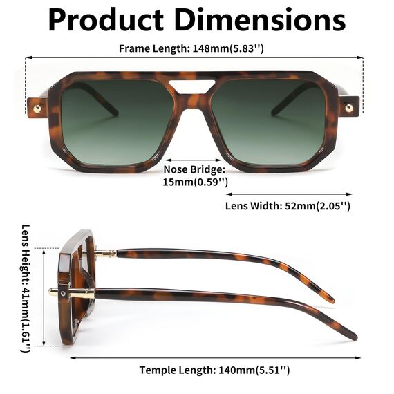 FEISEDY Retro 70er Jahre Sonnenbrille Damen Herren Vintage Flache Quadratische Brille mit UV400-Schutz B2622